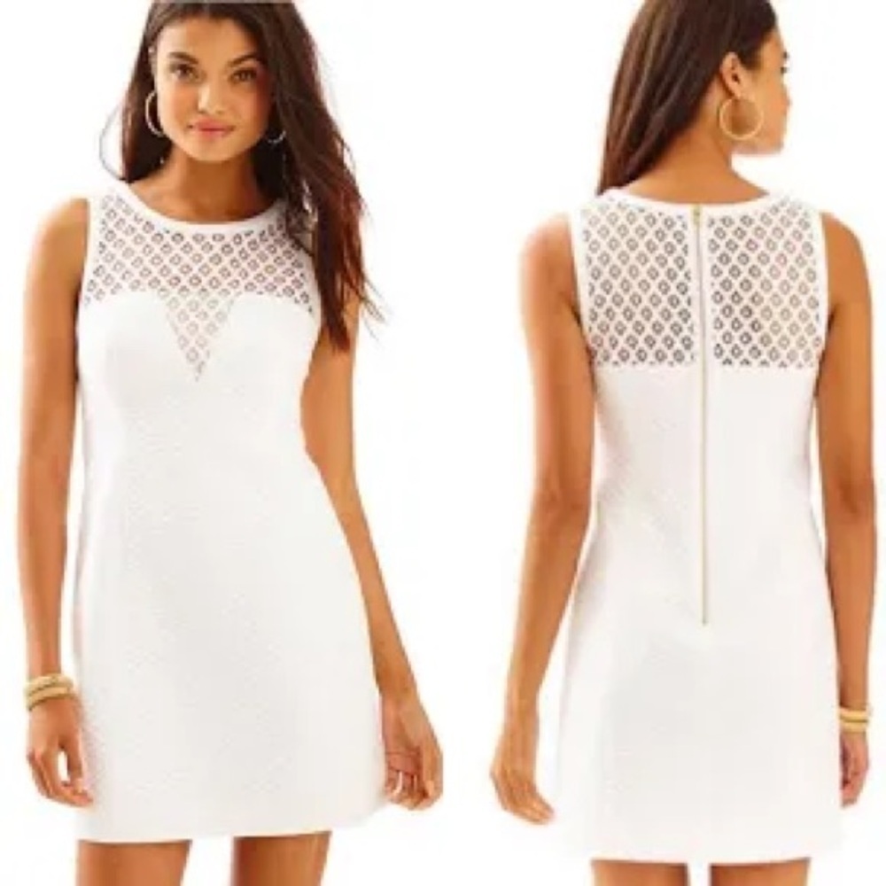 Lilly Pulitzer White Vandalia Resort Shift Dress Size 8